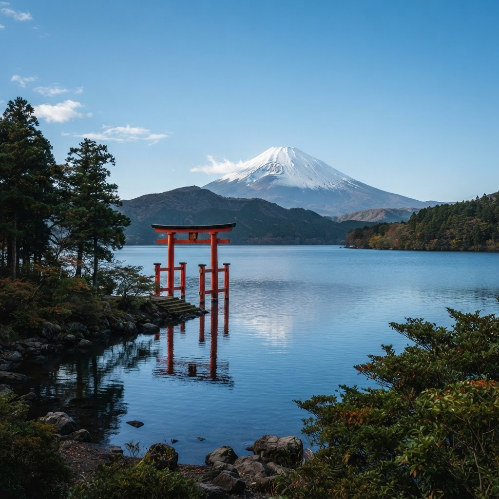 Lake Ashi and Mount Fuji in Hakone