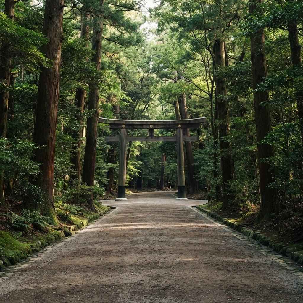 The forest path to Meiji Shrine in Tokyo