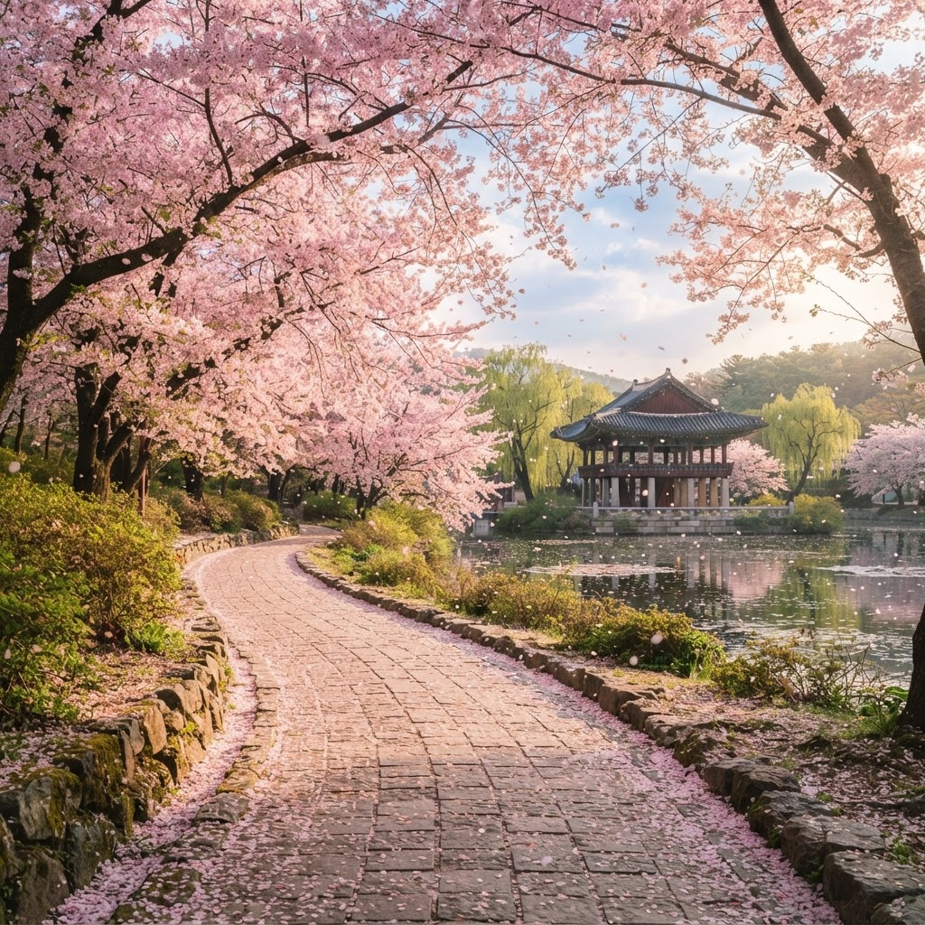 Cherry blossoms in full bloom in spring