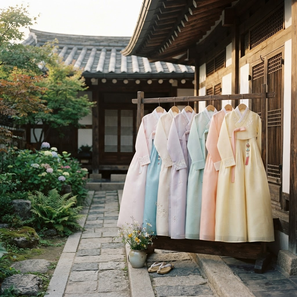 Traditional Korean hanbok dresses