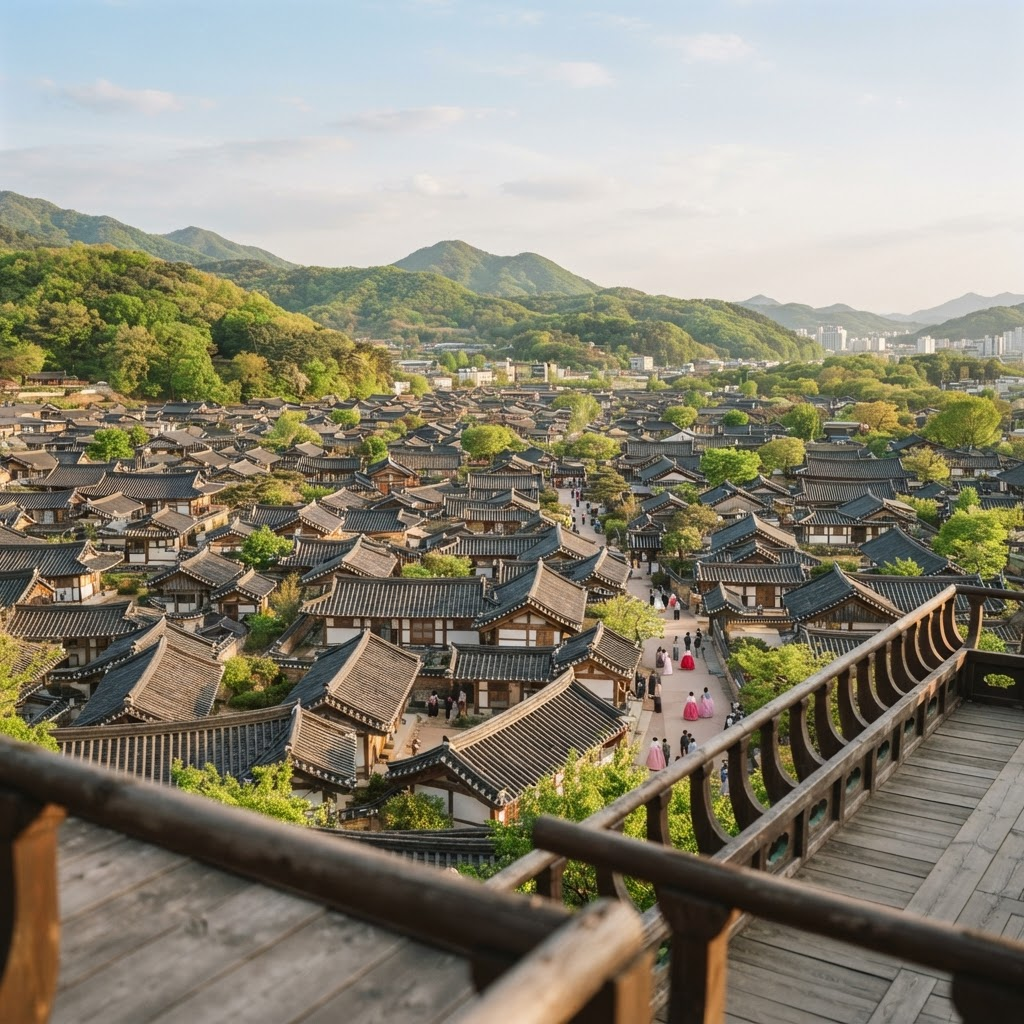 Jeonju Hanok Village rooftops