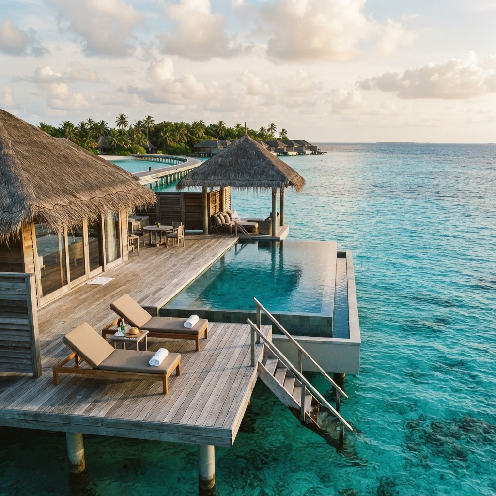 An overwater villa in the Maldives