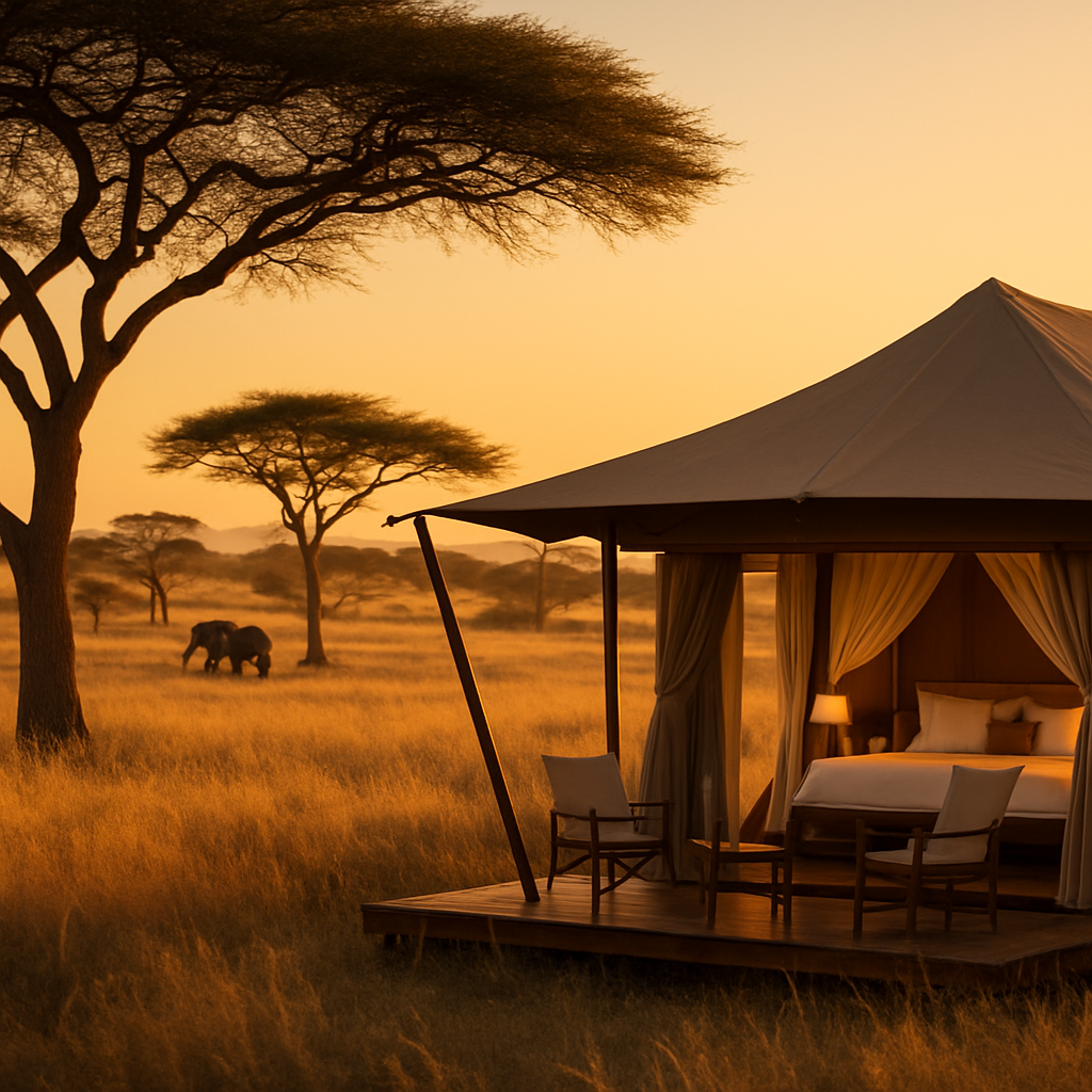 An African savanna at golden hour