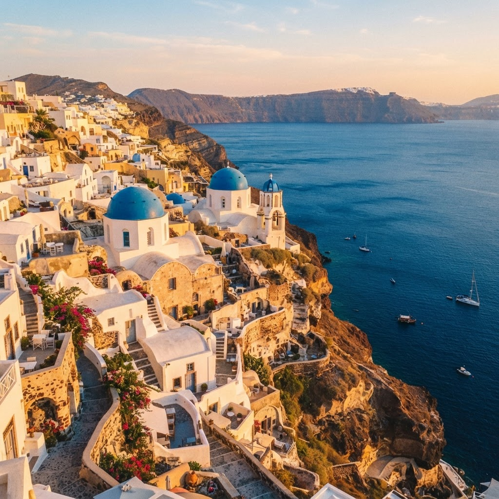 Whitewashed cliffside villages in Santorini